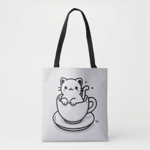 Zoe Cat in Theekop Boodschappentas Tote Bag