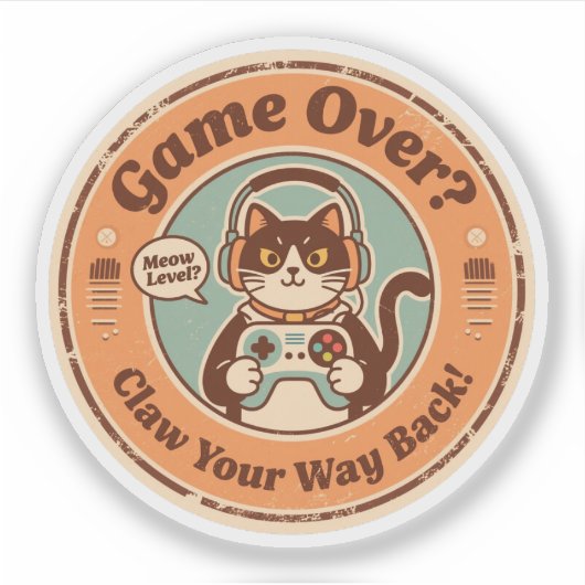 Zoe Cat met Controller en Hoofdtelefoon Gamer Sticker (Voorkant)
