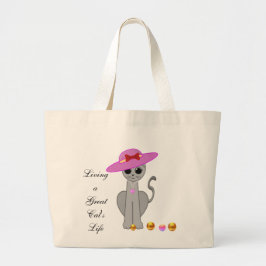 Zoe Cat met Hoed Grote Tote Bag