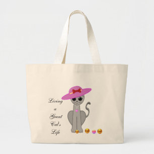 Zoe Cat met Hoed Grote Tote Bag