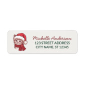 Zoe Cat met Kerstmuts Kerst Retouradres Etiket (Voorkant)