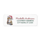 Zoe Cat met Kerstmuts Kerst Retouradres Etiket (Voorkant)
