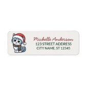 Zoe Cat met Kerstmuts Kerst Retouradres Etiket (Voorkant)