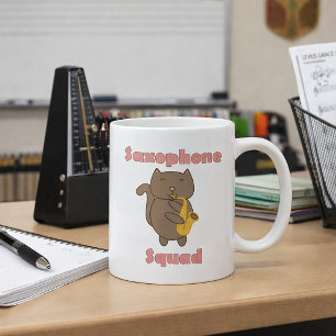 Zoe Cat Speelt Saxofoon “Saxofoon Squad” Muziek Koffiemok