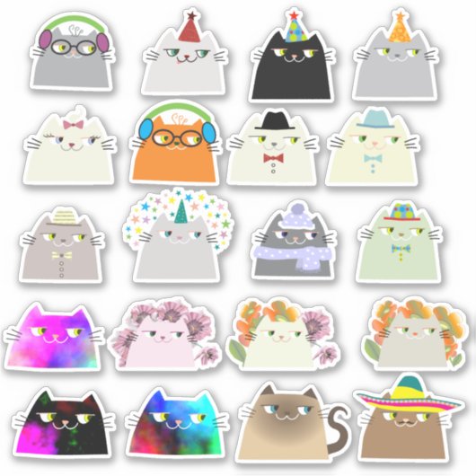 Zoe Cat Sticker Pack Kawaii Mochi Katten (Voorkant)