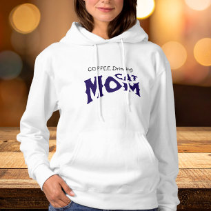 Zoe CATE KOFFIEDRINKENDE KATMAM Zwart/Blauw op Wit Hoodie