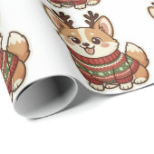 Zoe Corgi Hond in Lelijke Kersttrui Cadeaupapier (Rol Hoek)
