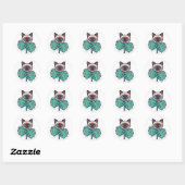 Zoe cute botanische Siamese kat met bladeren stick Ronde Sticker (Vel)