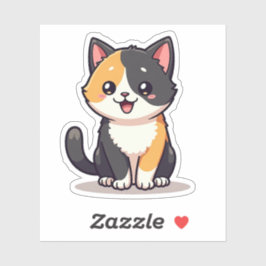 Zoe Cute Calico Kitten – Kawaii Kunststicker Sticker