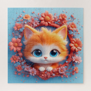 Zoe Cute Cartoon Kat Bloem Cadeau Voor Kattenliefh Legpuzzel