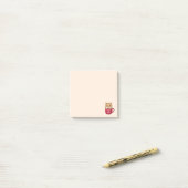 Zoe Cute Cartoon Kat in Koffiemok Beige Post-it® Notes (Op bureau)