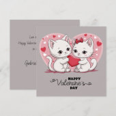 Zoe Cute Cartoon Kattenliefhebbers Hartjes Valenti Feestdagenkaart (Voorkant / Achterkant)