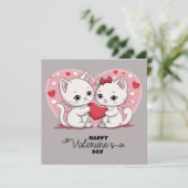 Zoe Cute Cartoon Kattenliefhebbers Hartjes Valenti Feestdagenkaart (Staand voorkant)