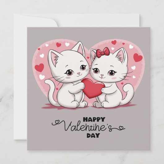 Zoe Cute Cartoon Kattenliefhebbers Hartjes Valenti Feestdagenkaart (Voorkant)