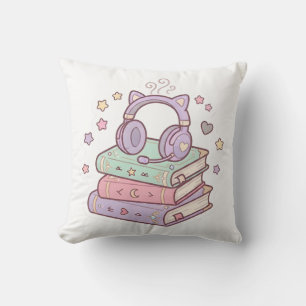 Zoe Cute Gamer Kat Koptelefoon Boeken Kussen