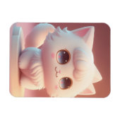Zoe Cute Grote Ogen Fluffy Witte Kat Magneet (Horizontaal)