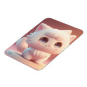 Zoe Cute Grote Ogen Fluffy Witte Kat Magneet (Linkerzijde)