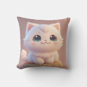 Zoe Cute Grote Ogen Fluffy Witte Kitten Kussen
