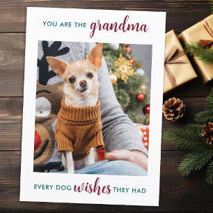 Zoe Cute Hond Oma Kerstmis Persoonlijke huisdieren Feestdagenkaart