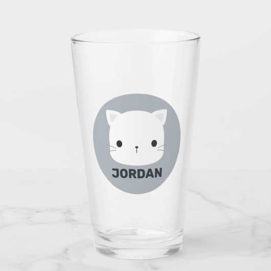 Zoe Cute Kat met Gepersonaliseerde Naam Glas (Voorkant)