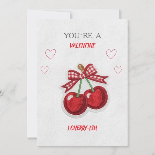 Zoe Cute Retro Kersen Valentijnsdag Kaart (Voorkant)