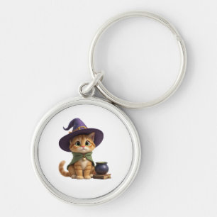 Zoe Cute Sinaasappel Tabby Heks Kat Halloween Sleu Sleutelhanger