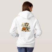 Zoe Cute Skeleton Kat met Pompoen T-Shirt (Achterkant volledig)