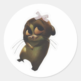 Zoe Dier Sticker met Grote Ogen en Witte Strik