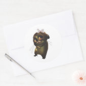 Zoe Dier Sticker met Grote Ogen en Witte Strik (Envelop)