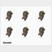 Zoe Dier Sticker met Grote Ogen en Witte Strik (Vel)