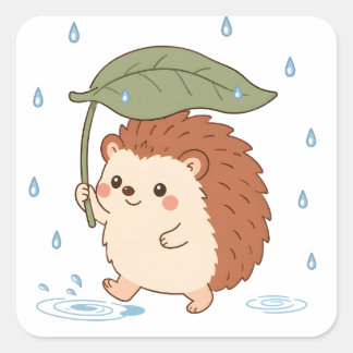 Zoe Egeltje Blad Paraplu Regenachtige Dag Sticker
