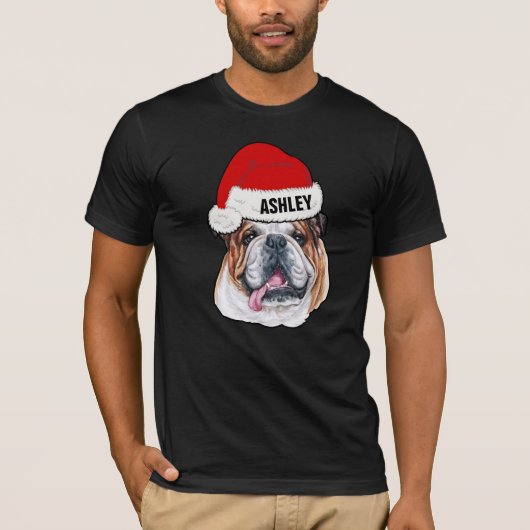 Zoe English Bulldog Kerstmuts Hond Groot T-shirt (Voorkant)