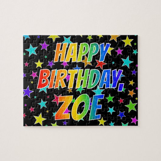ZOE First Name, Fun "HAPPY BIRTHDAY" Legpuzzel (Horizontaal)