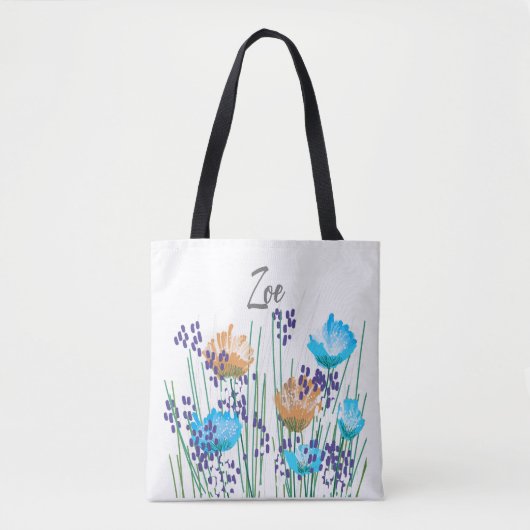 Zoe Floral Monogram Tote Bag (Voorkant)