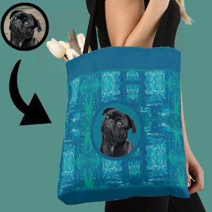 Zoe gezicht charmante zwarte Pug Unieke op maat Tote Bag