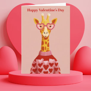 Zoe Giraffe Hartjes Pullover Valentijnsdag Kaart