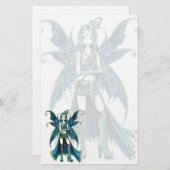 "Zoe" Green Celetial Star Fairy Art Stationery Briefpapier (Voorkant / Achterkant)