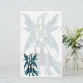 "Zoe" Green Celetial Star Fairy Art Stationery Briefpapier (Staand voorkant)