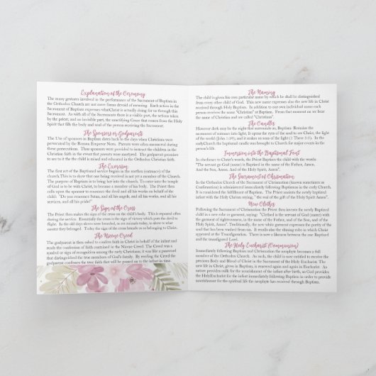 Zoe Grieks-orthodox kerkdoopprogramma Programma (Binnen)