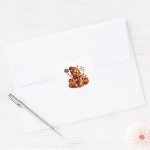 Zoe herfst hondensticker Gezellige herfst pup-de Hart Sticker