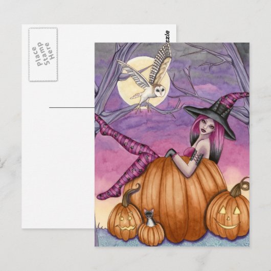 Zoe - het Briefkaart van de Heks van de Pompoen (Voorkant / Achterkant)