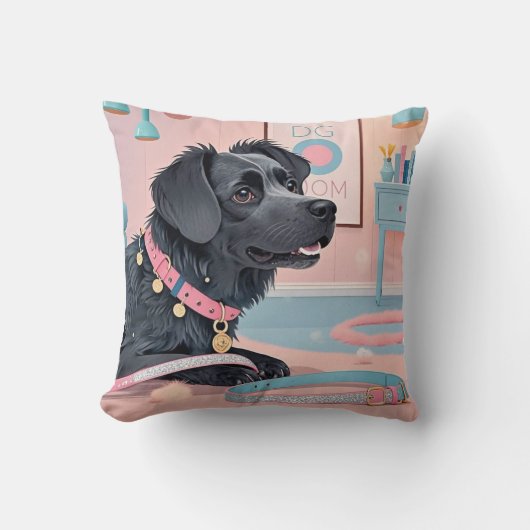 Zoe hond roze blauwe bling hond mama kussen (Voorkant)
