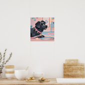 Zoe hond roze blauwe bling hond moeder poster (Keuken)