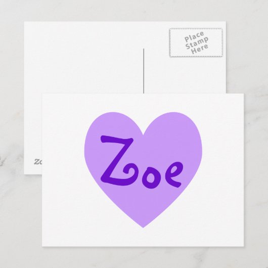 Zoë in Paars Briefkaart (Voorkant / Achterkant)