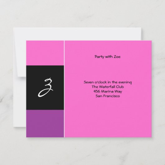 Zoe Joelle Pink Black Reception Kaart (Voorkant)