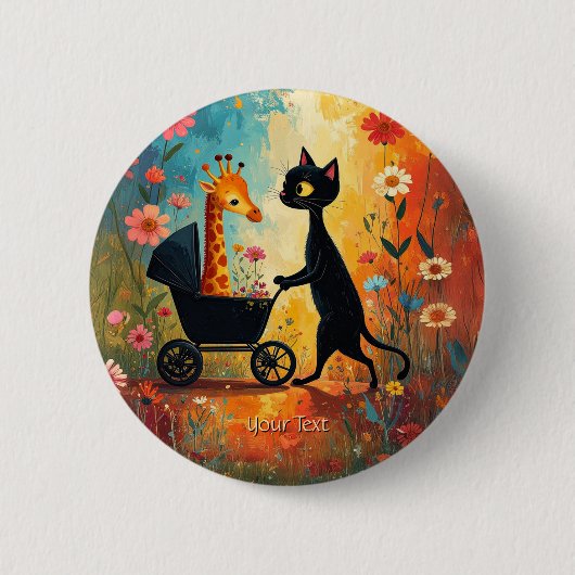 Zoe Kat Giraffe Knop Ronde Button 5,7 Cm (Voorkant)
