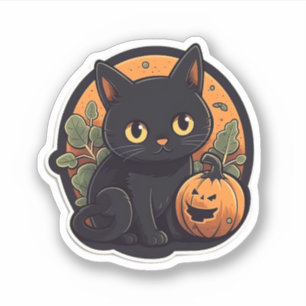 Zoe Kat met Pompoen Sticker