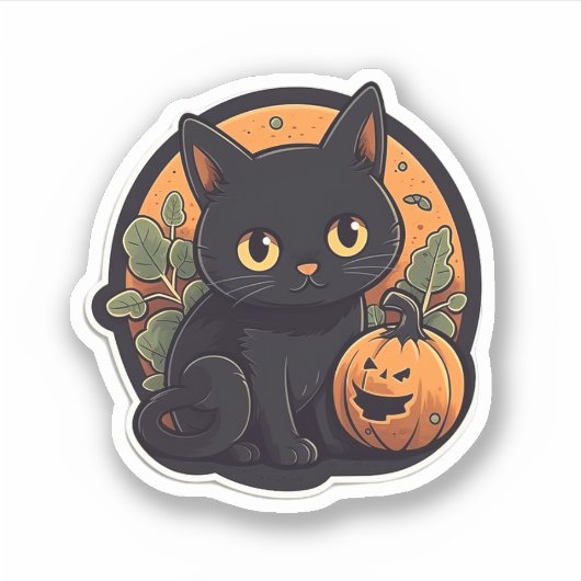 Zoe Kat met Pompoen Sticker (Voorkant)