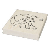 Zoe Kat onder Paraplu Kleurplaat Rubberstempel (Stempel)