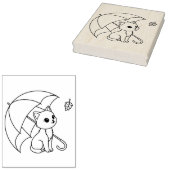 Zoe Kat onder Paraplu Kleurplaat Rubberstempel (Gestempeld)